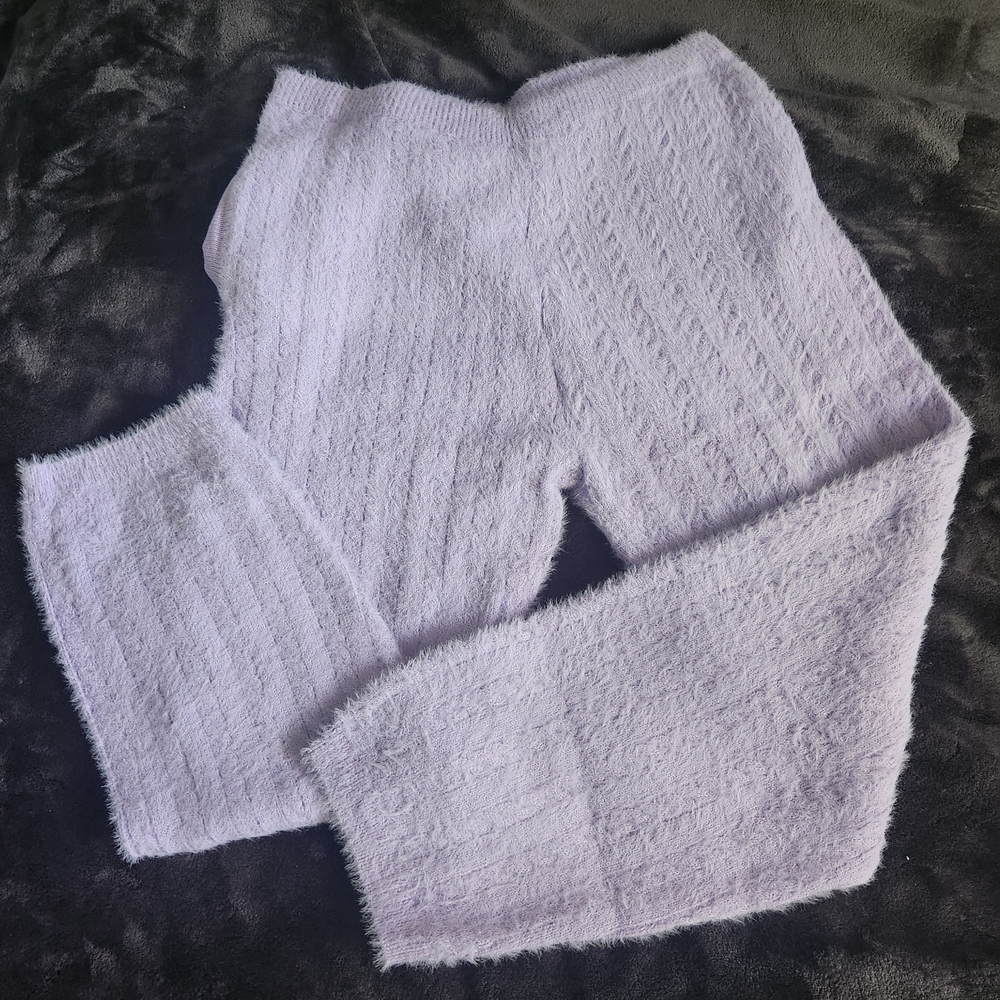 Cozy Lavender Cable Knit Lounge Pants